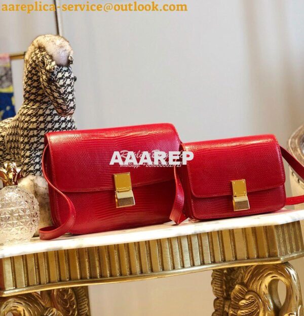 Replica Celine Classic Box Bag in Lizard Leather Red 4