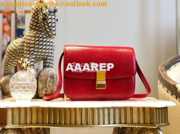 Replica Celine Classic Box Bag in Lizard Leather Red 5