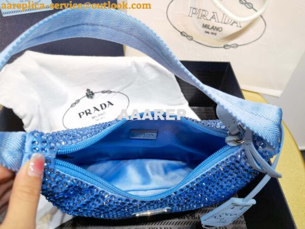 Replica Prada 1NE515 Satin mini-bag with artificial crystals Blue 9