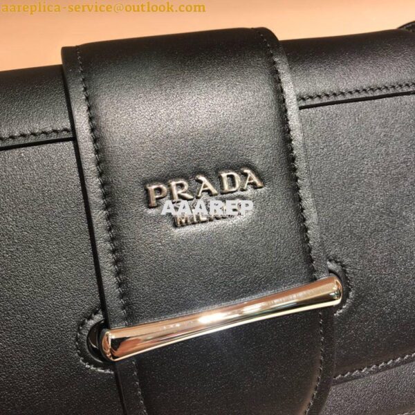 Replica Prada Sidonie leather shoulder bag 1BD168 Black 5