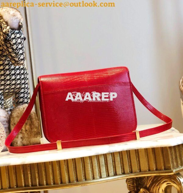 Replica Celine Classic Box Bag in Lizard Leather Red 9