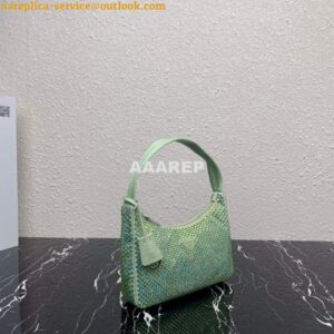 Replica Prada 1NE515 Satin mini-bag with artificial crystals Green 2