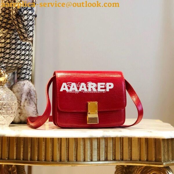 Replica Celine Classic Box Bag in Lizard Leather Red 14