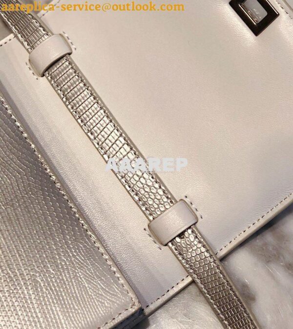 Replica Celine Classic Box Bag in Lizard Leather Silvery White 11