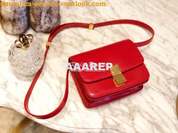 Replica Celine Classic Box Bag in Lizard Leather Red 17