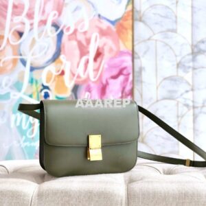 Replica Celine Classic Box Bag in Smooth Calfskin Army Green 2