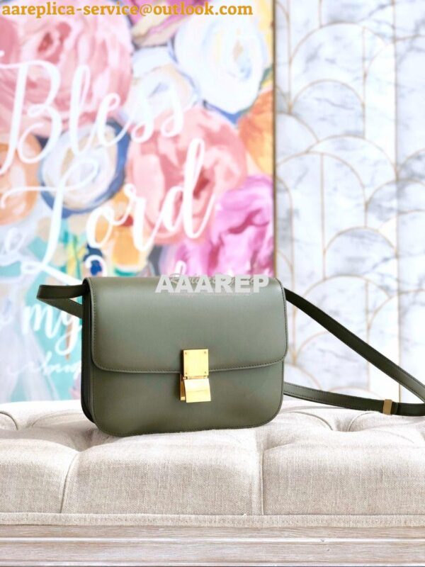 Replica Celine Classic Box Bag in Smooth Calfskin Army Green 4