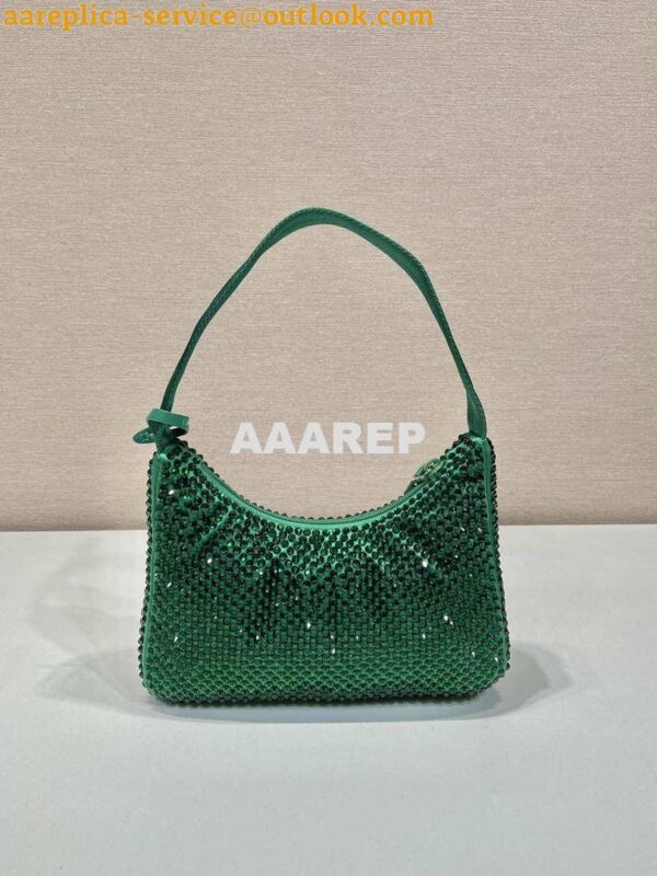 Replica Prada 1NE515 Satin mini-bag with artificial crystals Jade green 6