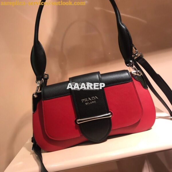 Replica Prada Sidonie leather shoulder bag 1BD168 Red 4