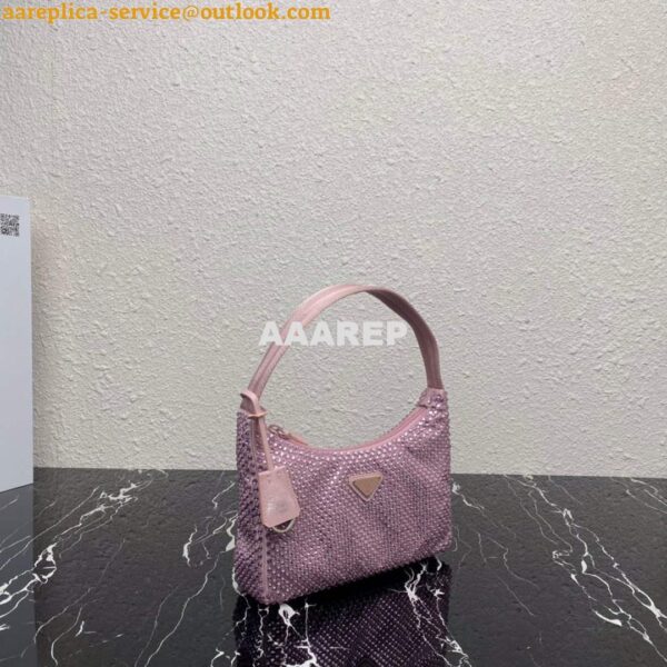 Replica Prada 1NE515 Satin mini-bag with artificial crystals Pink 4