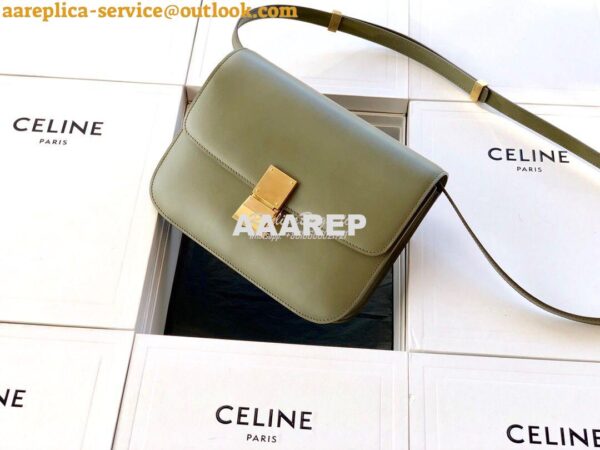 Replica Celine Classic Box Bag in Smooth Calfskin Army Green 7