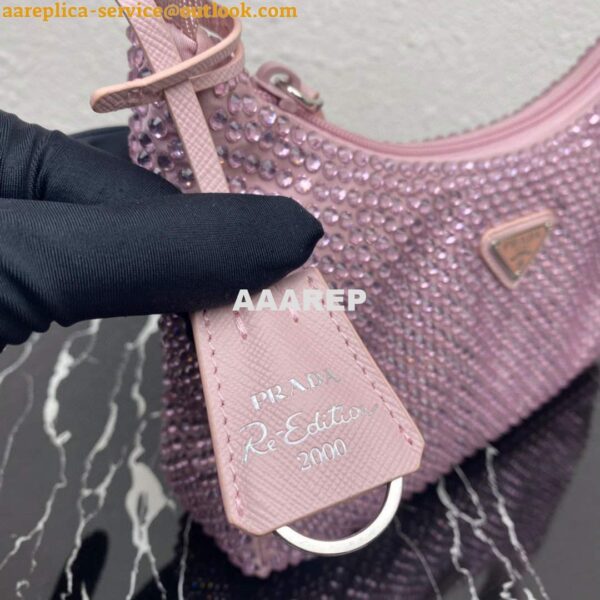 Replica Prada 1NE515 Satin mini-bag with artificial crystals Pink 7