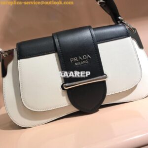 Replica Prada Sidonie leather shoulder bag 1BD168 White 2