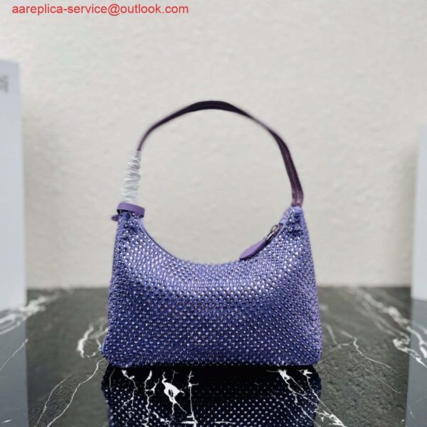 Replica Prada 1NE515 Satin mini-bag with artificial crystals Purple 3