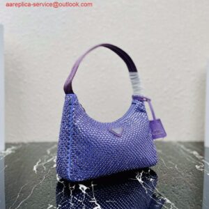 Replica Prada 1NE515 Satin mini-bag with artificial crystals Purple 2