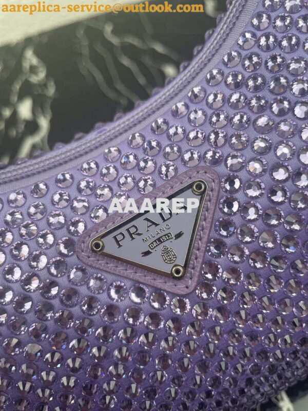 Replica Prada 1NE515 Satin mini-bag with artificial crystals Purple 5