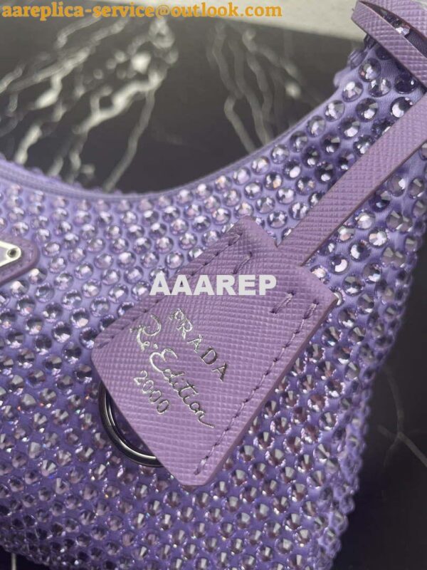 Replica Prada 1NE515 Satin mini-bag with artificial crystals Purple 6