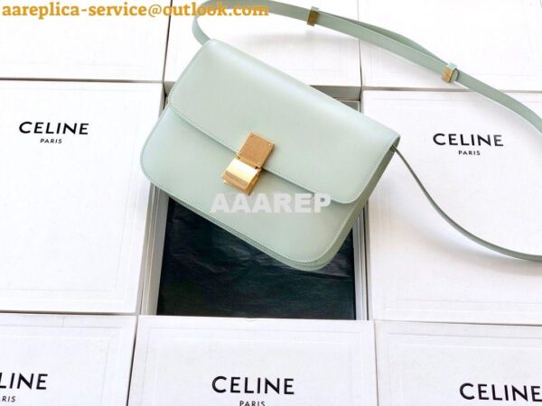 Replica Celine Classic Box Bag in Smooth Calfskin Baby Green 5