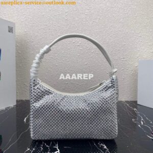 Replica Prada 1NE515 Satin mini-bag with artificial crystals white