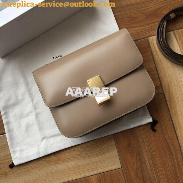 Replica Celine Classic Box Bag in Smooth Calfskin Beige 3