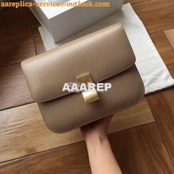 Replica Celine Classic Box Bag in Smooth Calfskin Beige 4