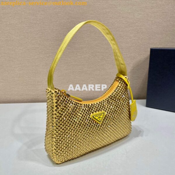 Replica Prada 1NE515 Satin mini-bag with artificial crystals Yellow 4