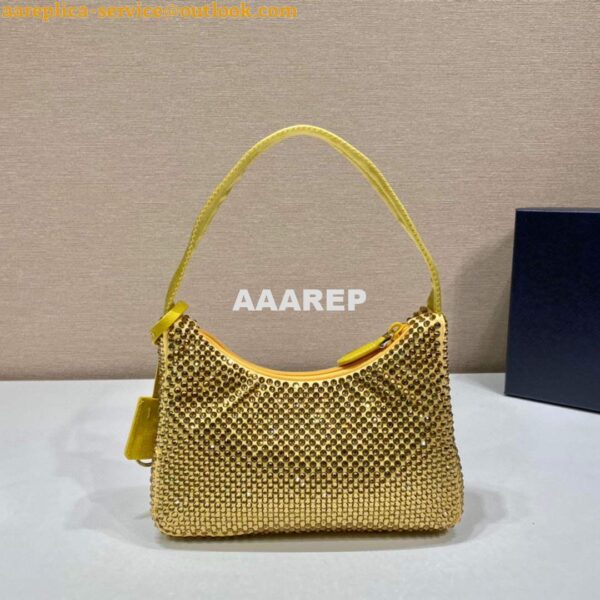 Replica Prada 1NE515 Satin mini-bag with artificial crystals Yellow 5