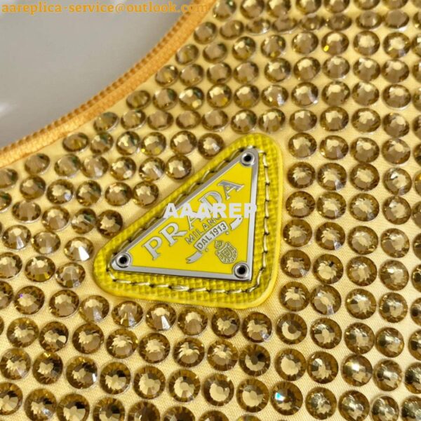 Replica Prada 1NE515 Satin mini-bag with artificial crystals Yellow 8