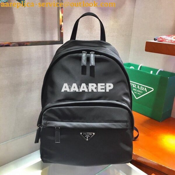 Replica Prada 2V066 Tessuto Zainetto Nylon And Leather Backpack in Black 3