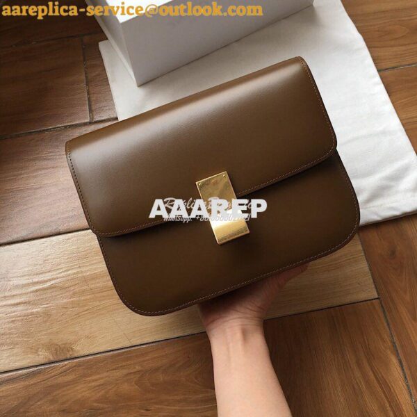 Replica Celine Classic Box Bag in Smooth Calfskin Camel 4