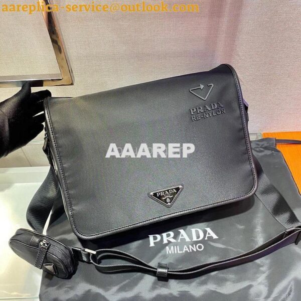 Replica Prada 2VD039 Re Nylon And Saffiano Leather Shoulder Bag in Black 3