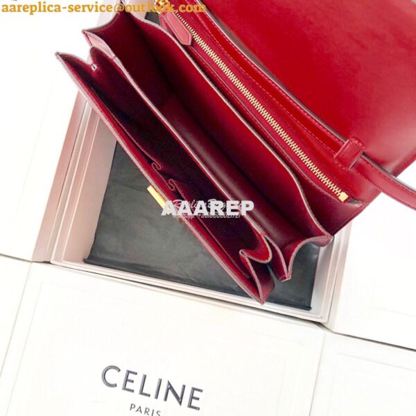 Replica Celine Classic Box Bag in Smooth Calfskin Cherry Red 12