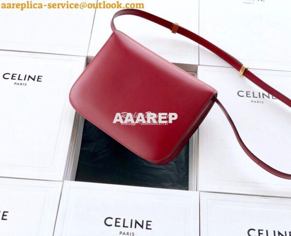 Replica Celine Classic Box Bag in Smooth Calfskin Cherry Red 13