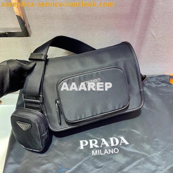 Replica Prada 2VD041 Re Nylon And Saffiano Leather Shoulder Bag in Black 3