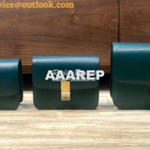 Replica Celine Classic Box Bag in Smooth Calfskin Dark Green