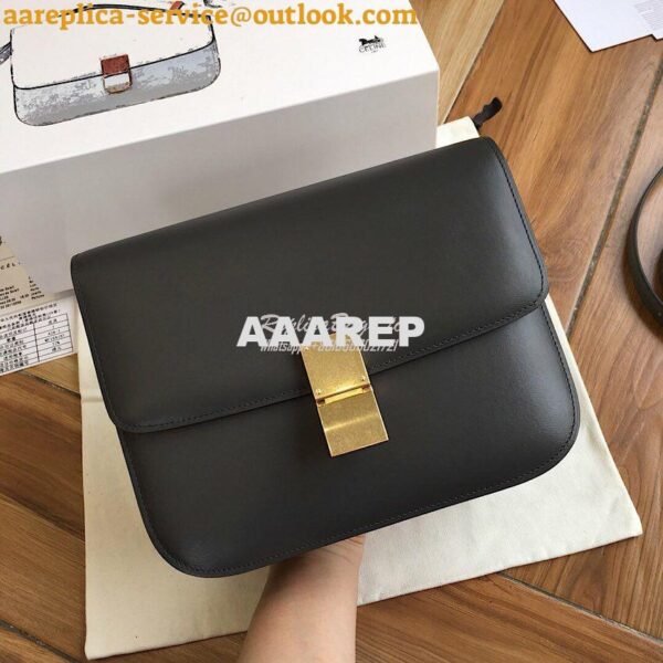 Replica Celine Classic Box Bag in Smooth Calfskin Dark Grey 4