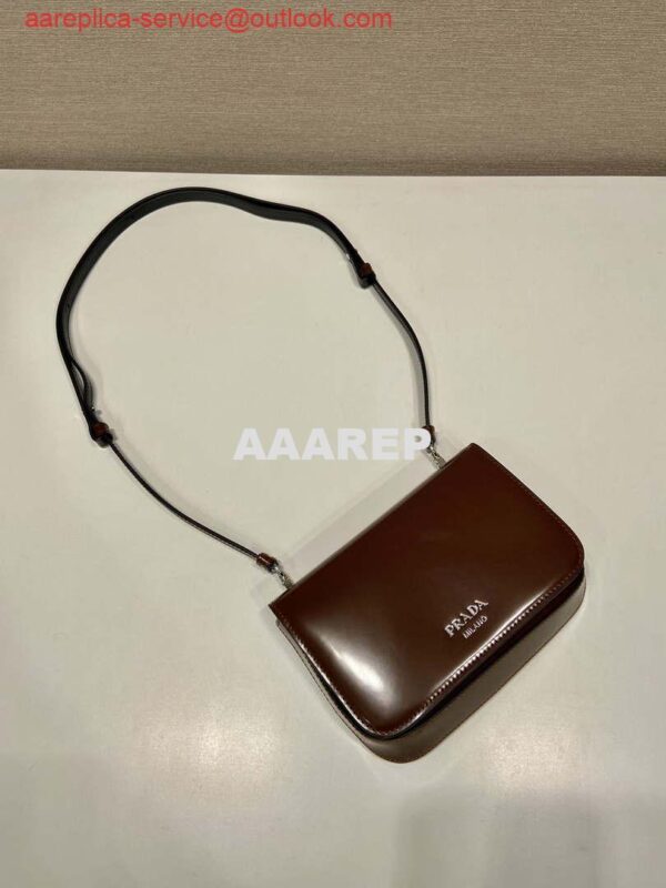 Replica Prada 2VD061 Black Brushed Leather Mini-bag With Shoulder Strap Brown 3