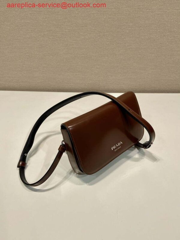 Replica Prada 2VD061 Black Brushed Leather Mini-bag With Shoulder Strap Brown 4