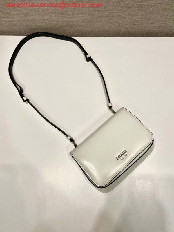 Replica Prada 2VD061 Black Brushed Leather Mini-bag With Shoulder Strap White 4