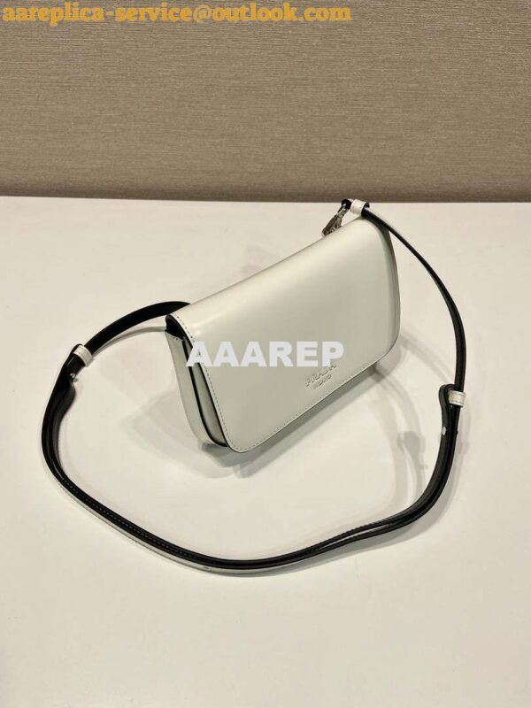 Replica Prada 2VD061 Black Brushed Leather Mini-bag With Shoulder Strap White 5