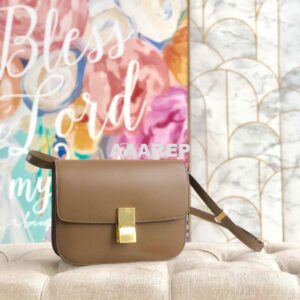 Replica Celine Classic Box Bag in Smooth Calfskin Khaki 2