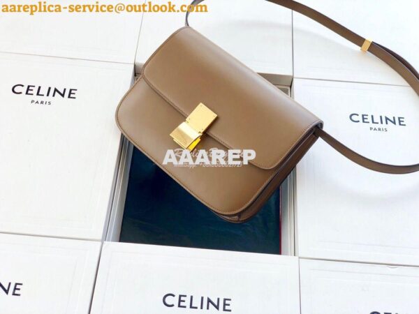 Replica Celine Classic Box Bag in Smooth Calfskin Khaki 6