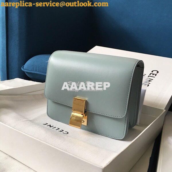 Replica Celine Classic Box Bag in Smooth Calfskin Light Blue 3