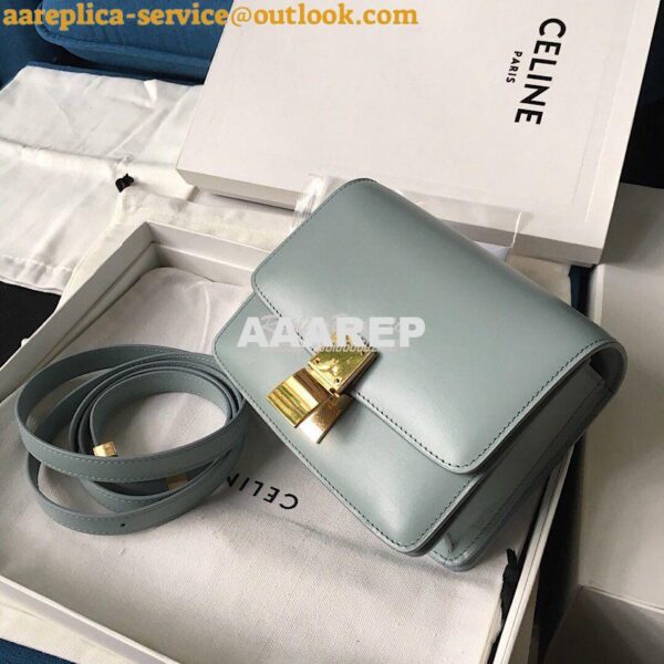 Replica Celine Classic Box Bag in Smooth Calfskin Light Blue 4