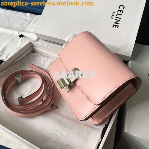 Replica Celine Classic Box Bag in Smooth Calfskin Light Pink 4