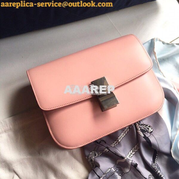 Replica Celine Classic Box Bag in Smooth Calfskin Light Pink 12