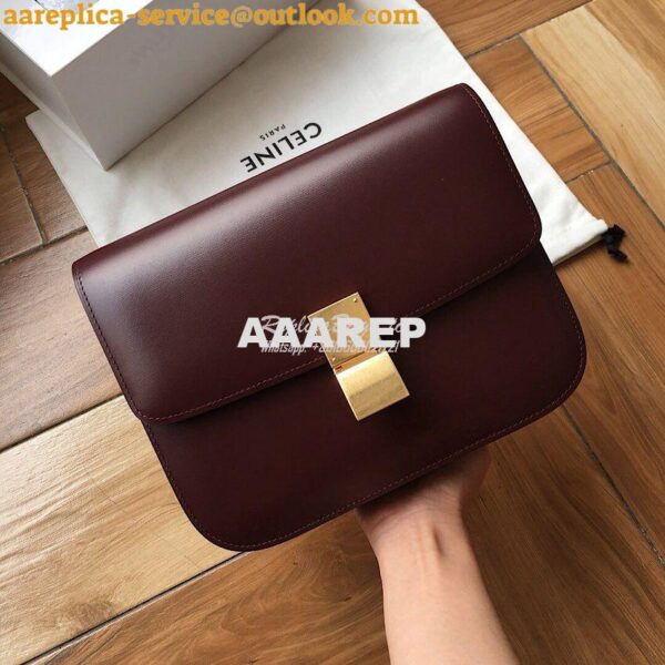 Replica Celine Classic Box Bag in Smooth Calfskin Maroon 3