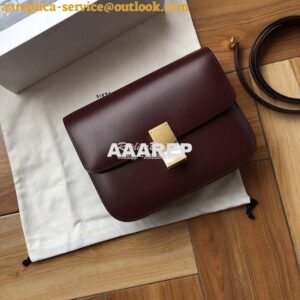 Replica Celine Classic Box Bag in Smooth Calfskin Maroon 2