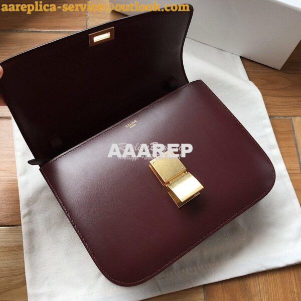 Replica Celine Classic Box Bag in Smooth Calfskin Maroon 8