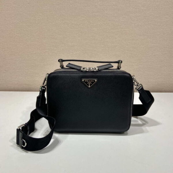 Replica Prada 2VH069 Brique Saffiano leather bag Black 3